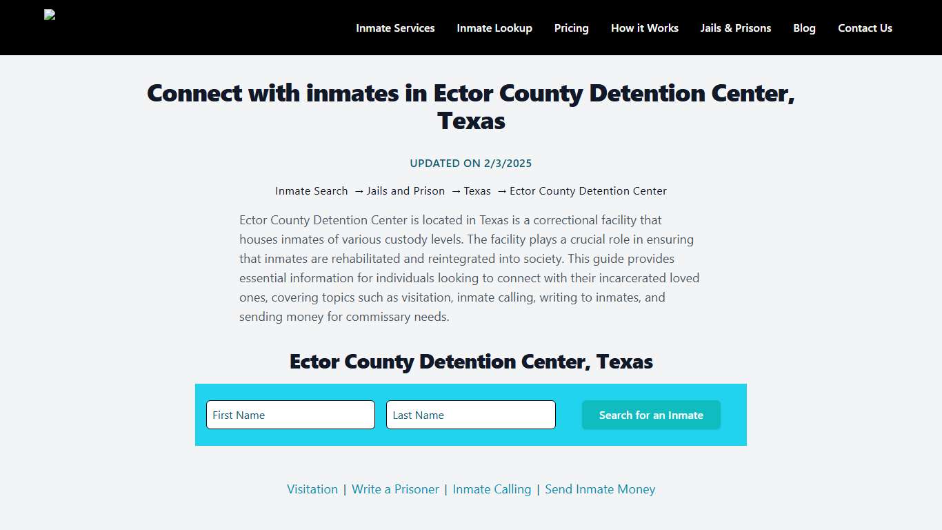 Ector County Detention Center, Texas: Inmate Search, Visitation, Commissary, Letters, & Photos